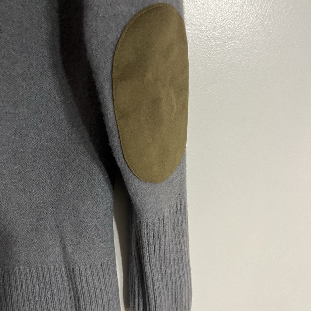 Cabelas 100% Lambs Wool Leather Elbow Patch Cardigan Size Small Gray Shawl Neck - Picture 14 of 15